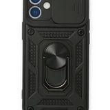 iPhone 11 Kılıf Pars Lens Yüzüklü Silikon - Siyah