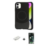 iPhone 11 Kılıf Ufuk Serisi - Siyah 360 Mat Full Body Arka Koruyucu + Yeşil Renkli Kamera Lens