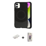 iPhone 11 Kılıf Ufuk Serisi - Siyah Bilvis 3D Cam Ekran Koruyucu + Yeşil Renkli Kamera Lens Kor