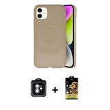 iPhone 11 Kılıf Ufuk Serisi - Siyah Buffer Cam Ekran Koruyucu + Yeşil PVD Metal Kamera Lens