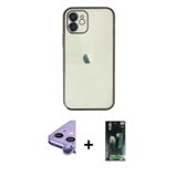 iPhone 11 Kılıf Vadi Minimal - Şeffaf 360 Full Body Arka Koruyucu + Mor Raze Metal Kamera Lens