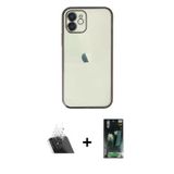 iPhone 11 Kılıf Vadi Minimal - Siyah 360 Mat Full Body Arka Koruyucu + Şeffaf Kamera Lens Korum