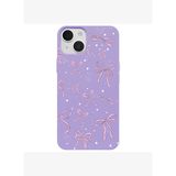 iPhone 11 Lila Ribbon Stars Kamera Korumalı Premium Renkli Silikon Kılıf