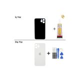 İphone 11 Pro Gümüş Arka Kapak Arka Cam Batarya Kapağı Lazer Kesim Kapak Pil Kapağı + B-7000 Yapıştırıcı + Tamir Seti