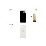 İphone 11 Pro Gümüş Arka Kapak Arka Cam Batarya Kapağı Lazer Kesim Kapak Pil Kapağı + B-7000 Yapıştırıcı