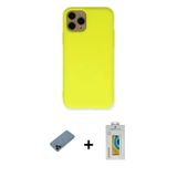 iPhone 11 Pro Kılıf Ahenk Serisi - Siyah Polymer Nano Ekran Koruyucu + Siyah Shine Kamera Lens