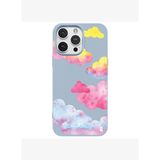 iPhone 11 Pro Mavi Lansman Renkli Silikon Colorful Bulut Tasarımlı Kılıf