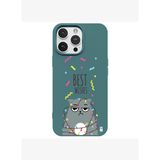iPhone 11 Pro Max Haki Lansman Renkli Silikon Best Wishes Kedi Tasarımlı Kılıf