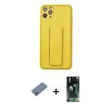 iPhone 11 Pro Max Kılıf Akış Doku - Şeffaf 360 Full Body Arka Koruyucu + Gold Metal Kamera Lens