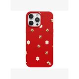 iPhone 11 Pro Max Kırmızı Lansman Renkli Silikon Bees and Flowers Tasarımlı Kılıf