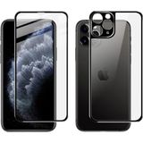 İphone 11 Pro Metal Çerçeve Ön Arka 3D Full Tempered Cam Koruyucu-(5775)