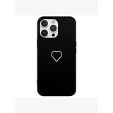 iPhone 11 Pro Siyah Lansman Renkli Silikon Beyaz Kalp Desenli Kamera Korumalı Kılıf