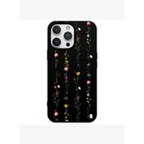 iPhone 11 Pro Siyah Lansman Renkli Silikon Floral Stripes Tasarımlı Premium Kılıf
