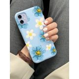 Iphone 11 Uyumlu Desen Tasarımlı Yüksek Kalite Lansman İçi Kadife Kılıf (Bebe Mavi Çiçek)