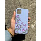 Iphone 11 Uyumlu Desen Tasarımlı Yüksek Kalite Lansman İçi Kadife Kılıf (Lila Çiçek)