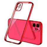 İphone 12 6.1İnç Renkli Kenar Şeffaf Kılıf Kamera Korumalı Kılıf-(5775)