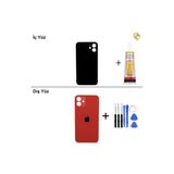 İphone 12 Kırmızı Arka Kapak Arka Cam Batarya Kapağı Lazer Kesim Kapak Pil Kapağı + B-7000 Yapıştırıcı + Tamir Seti