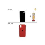 İphone 12 Kırmızı Arka Kapak Arka Cam Batarya Kapağı Lazer Kesim Kapak Pil Kapağı + B-7000 Yapıştırıcı