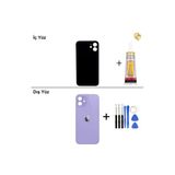 İphone 12 Mor Arka Kapak Arka Cam Batarya Kapağı Lazer Kesim Kapak Pil Kapağı + B-7000 Yapıştırıcı + Tamir Seti