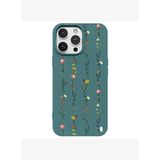 iPhone 12 Pro Haki Lansman Renkli Silikon Floral Stripes Tasarımlı Premium Kılıf