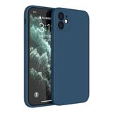 iPhone 12 Pro Kılıf Kadife Lansman Soft Yumuşak Liquid Silikon Kamera Korumalı Mara - Lacivert
