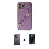 iPhone 12 Pro Kılıf Nova Işık Prime - Siyah 3D Antistatik Hayalet Cam Ekran Koruyucu + Sarı Neo