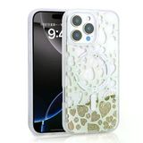 İphone 12 Pro Kılıf Sıvılı Simli Baskılı Şeffaf Arka Yüzey Mossa Silikon Kapak