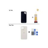 İphone 12 Pro Max Gümüş Arka Kapak Arka Cam Batarya Kapağı Lazer Kesim Kapak Pil Kapağı + B-7000 Yapıştırıcı + Tamir Seti
