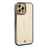 İphone 12 Pro Max Kılıf Liva Lens Silikon - Mavi-(5796)