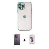 iPhone 12 Pro Max Kılıf Vadi Minimal - Siyah Joko 5D Cam + Sarı Neon Fosforlu Kamera Lens