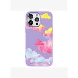 iPhone 12 Pro Max Lila Lansman Renkli Silikon Colorful Bulut Tasarımlı Kılıf