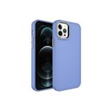 iPhone 12 Pro Max Uyumlu Metal Çerçeve ve Buton Tasarımlı Sert Zore Botox Kılıf-Lavendery Gray