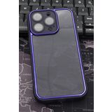 iPhone 12 Pro Max Uyumlu Mor Kenarlı Renkli Yarı Şeffaf Kapak Kılıf Kamera Lens Korumalı