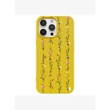 iPhone 12 Pro Sarı Lansman Renkli Silikon Floral Stripes Tasarımlı Premium Kılıf