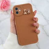 Iphone 12 Uyumlu Kılıf Tasarımlı Desenli Kamera Korumalı Ayıcık ve Tavşan Yumuşak Silikon Kapak - Çok Renkli