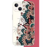 İphone 13-14 Uyumlu Etnik Çiçek Deseni Baskılı Silikon Kılıf