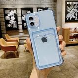 iPhone 13-14 Uyumlu Lüx Kartlıklı Şeffaf Telefon Kılıfı (Mavi)