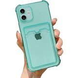 iPhone 13-14 Uyumlu Lüx Kartlıklı Şeffaf Telefon Kılıfı Yeşil