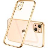 İphone 13 6.1İnç Renkli Kenar Şeffaf Kılıf Kamera Korumalı Silikon Kılıf-(5775)