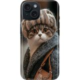 iPhone 13 Kılıf Desenli Baskılı Tpu Rubber Kapak Parisli Kedi - 001-Renkli