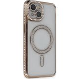 İphone 13 Kılıf Joke Simli Magneticsafe Kılıf - Gold