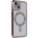 İphone 13 Kılıf Joke Simli Magneticsafe Kılıf - Pembe