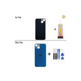 İphone 13 Mavi Arka Kapak Arka Cam Batarya Kapağı Lazer Kesim Kapak Pil Kapağı + B-7000 Yapıştırıcı + Tamir Seti