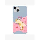 iPhone 13 Mavi Cat Sleeping Kamera Korumalı Premium Lansman Renkli Silikon Kılıfı