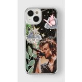 Iphone 13 Mini ile Uyumlu Harry Styles Kolaj Tasarım Baskılı Şeffaf Kılıf