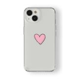 iPhone 13 Mini ile Uyumlu Pembe Kalp Tasarım Baskılı Şeffaf Kılıf