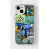 Iphone 13 Mini ile Uyumlu Sanatsal Kolaj Tasarım Baskılı Şeffaf Kılıf 4