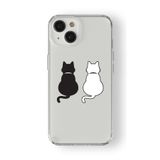 Iphone 13 Mini ile Uyumlu Siyah Beyaz Kedi Tasarım Baskılı Şeffaf Kılıf