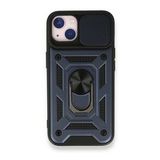 iPhone 13 Pars Lens Yüzüklü Silikon - Lacivert Cep Telefonu Kılıfı