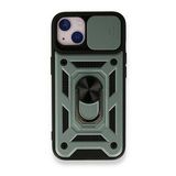 iPhone 13 Pars Lens Yüzüklü Silikon - Yeşil Cep Telefonu Kılıfı